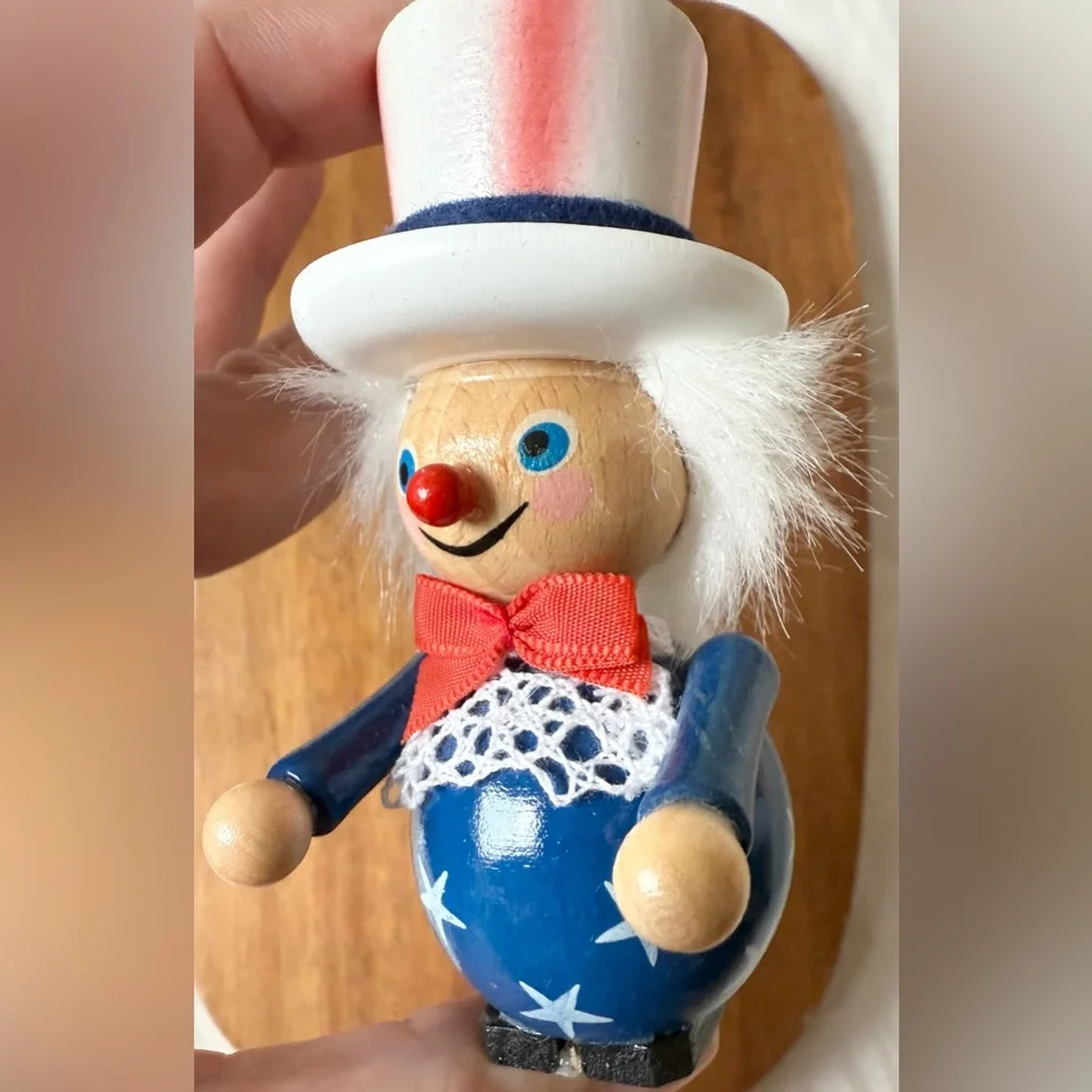 Steinbach 4.5” German Wood Christmas Ornament w/ Tag Nutcracker Uncle Sam